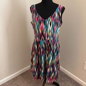 Multi-colored v-neck sleeveless dress